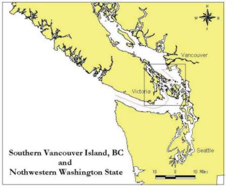 Map defineing Salishsea.ca , Veins of Life Watershed Society areas of operation